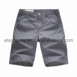 Wholesale Gray 100% Cotton Men's Vertical Stripe Shorts (YZ34983)