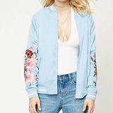 Ladies Fashion Rose Embroidery Satin Short Jacket Blouse