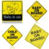 Child on Board Car Sign with Suction Cup Vehicle Safety Bright Child Board Car Sign