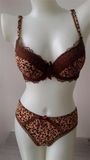 Factory Direct Sales Leopard Print T-Shirt Bra Set with Nice Lace Trim