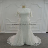 Middle Sleeve Mermaid Lace Latest Gown Design Wedding Dress