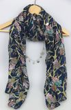 100% Polyester Blue Printing Scarf, Fashion Accessory Shawl