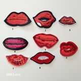 Red Lip Shape Sewing Patch, Lip Motif Woven Patch, Lip Garment Accessory Applique