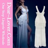 Tassel Hardware Decor High Slit White Bandage Wedding Gowns