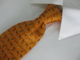 Men's Fashion Gold Colour Check Design Silk Printed Neckties