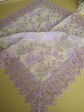 St16-22 Pink Color Lace Fabric Tablecloth