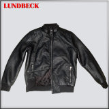 Black Leisure PU Jacket for Men Outer Wear Clothes