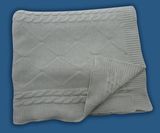 100% Solid Color Cotton Cable-Knitted Adult Blanket