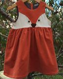 Bump Color Pure Cotton Fox Princess Dress for Children Clothes