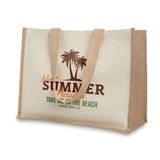 Jute Shopping Bag Laminated with Front in Canvas and Cotton Webbing