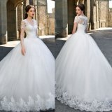Short Sleeves Bridal Ball Gowns Tulle Puffy Wedding Dress Gv1712