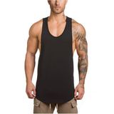 95% Cotton 5% Spandex Low Cut Black Men Tank Top