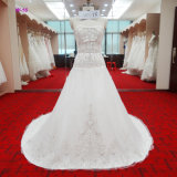 China Heavy Beading Bodice Bridal Dress with Sweep Train Wedding Gown