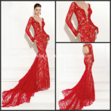 Lace Prom Cocktail Gown Long Vestdos Red Evening Dress T92502