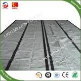 Double White Background Awning Tarpaulin with Black Bars