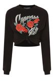 Hot Sale Women Customized Printing Knot Cropped Sweatshirts