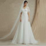 A-Line Transparent Sleeves Tulle Sweetheart Bridal Dress with Applique