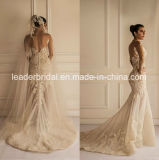 Sheer Lace Bridal Gowns Mermaid Long Sleeve Backless Wedding Dresses Dz81