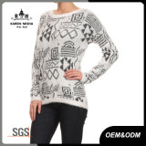 Women Round Neck Casual Abstract Pattern Jumper