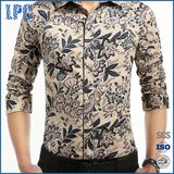 Flora Printing Shirt Slim Shirt with Long Sleeves