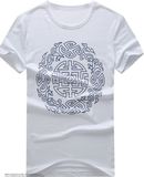 Men Fashion Summer White Cotton Printed T-Shirt