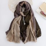 Women Fashion 3 Tone Block Color Cotton Scarf (YKY1134)