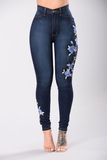 Women Garment Dark Blue Denim Ladies Jeans