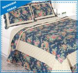 Indigo Roses Printed Polyester Quilted Bedspread Set