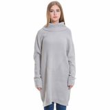 Long Turtleneck Jacquard Sweater Pullover Long Style Big Size