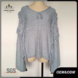 Ladies New Style V Neck Bowknot Tassels Sweater Top