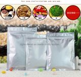 Flat Bottom Solid Silver Aluminum Foil Packing Valve Zipper Pouch/Reclosable Mylar Auto Zip Lock Bag for Candy Coffee