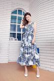 Hot Sale Ladies Printed Flowers Long Dresses for Summer