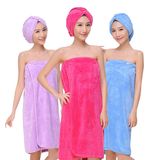 Woman Microfiber Bath Wrap Set (Wrap+ Hair towels)