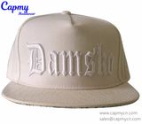 Custom White Leather Brim 5 Panel Hat Snapback Cap