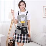 Fashion Plaid Cotton Apron for Kitchen Set