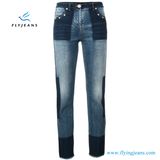 Women Blue Cotton Fancy Wash Blend Bleached Pattern Slim Fit Jeans Denim (Pants e. p. 414)