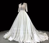 Aolanes See Through Italy Satin Wedding Dress Chapel Train