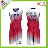 Wholesale OEM 100% Polyester Sublimation Custom Red Basketball Uniform