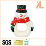 Quality Christmas Decoration Ceramic Snowman Napkin Rings