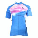 blue & Simple Patterned Women's Cycling Jerseys Short Sleeve Breathable Row of Han Sport Outdoor