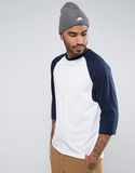 Men's Raglan Long Sleeve T-Shirt in White