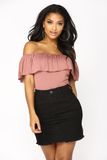 Ladies Strapless Crop Top with Sleeveless Lotus Leaf Pendulum Crop Top