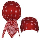 China Factory Produce Customized Logo Printed Promotional Sports Cotton Red Paisley Biker Bandana Cap