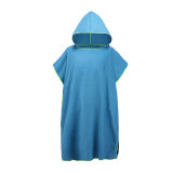 Blue Quick Dry Swimming Hooded Towel Changing Robe Suede
