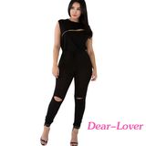 Creative Zip Line Black Stretchy Jumpsuit