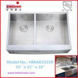 40/60 Apron Front Handmade Wash Sink with Cupc Approved (HMAD3322R)