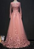 Prom Dresses Tulle Flowers Pink Prom Party Evening Dresses