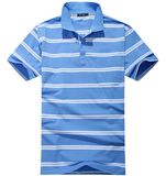 Customize Cheap Promotional Knitted 100%Cotton Stripe Men Polo T Shirt