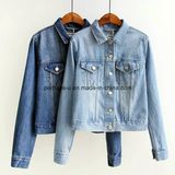 Ladies New Fancy Plain Heavy Vintage Washed Crop Denim Jackets