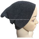 Factory Produce Black Acrylic Slouchy Long Knit Fold Beanie